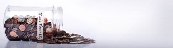 Tipped over jar of change.