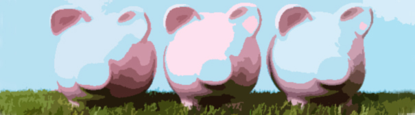 Three cartoon piggy banks.