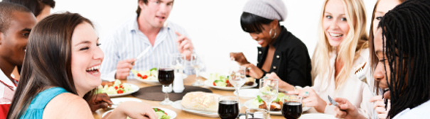 Friends around a dinner table