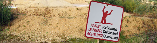 Danger quicksand sign