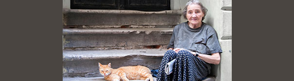 Elderly woman with cat