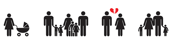 Illustration of different family types