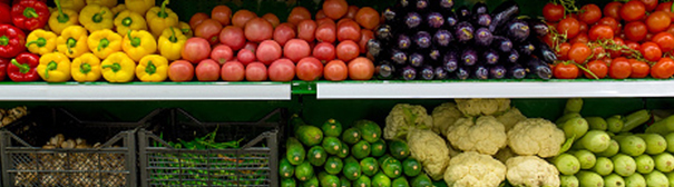 Produce shelves at grocery store