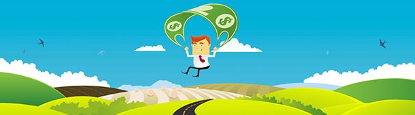 illustration of guy parachuting