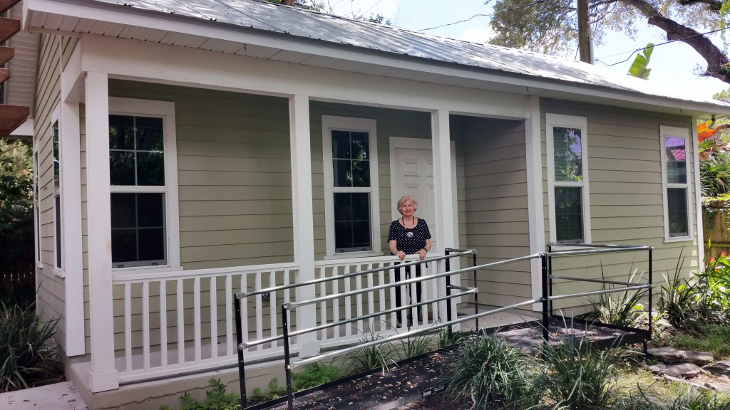 JoAnn George JoAnn George in front of her granny pod