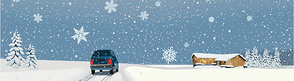 Car driving in snow
