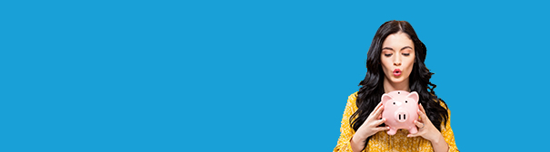 Young woman with piggy bank