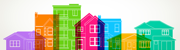 Silhouettes of houses in a row